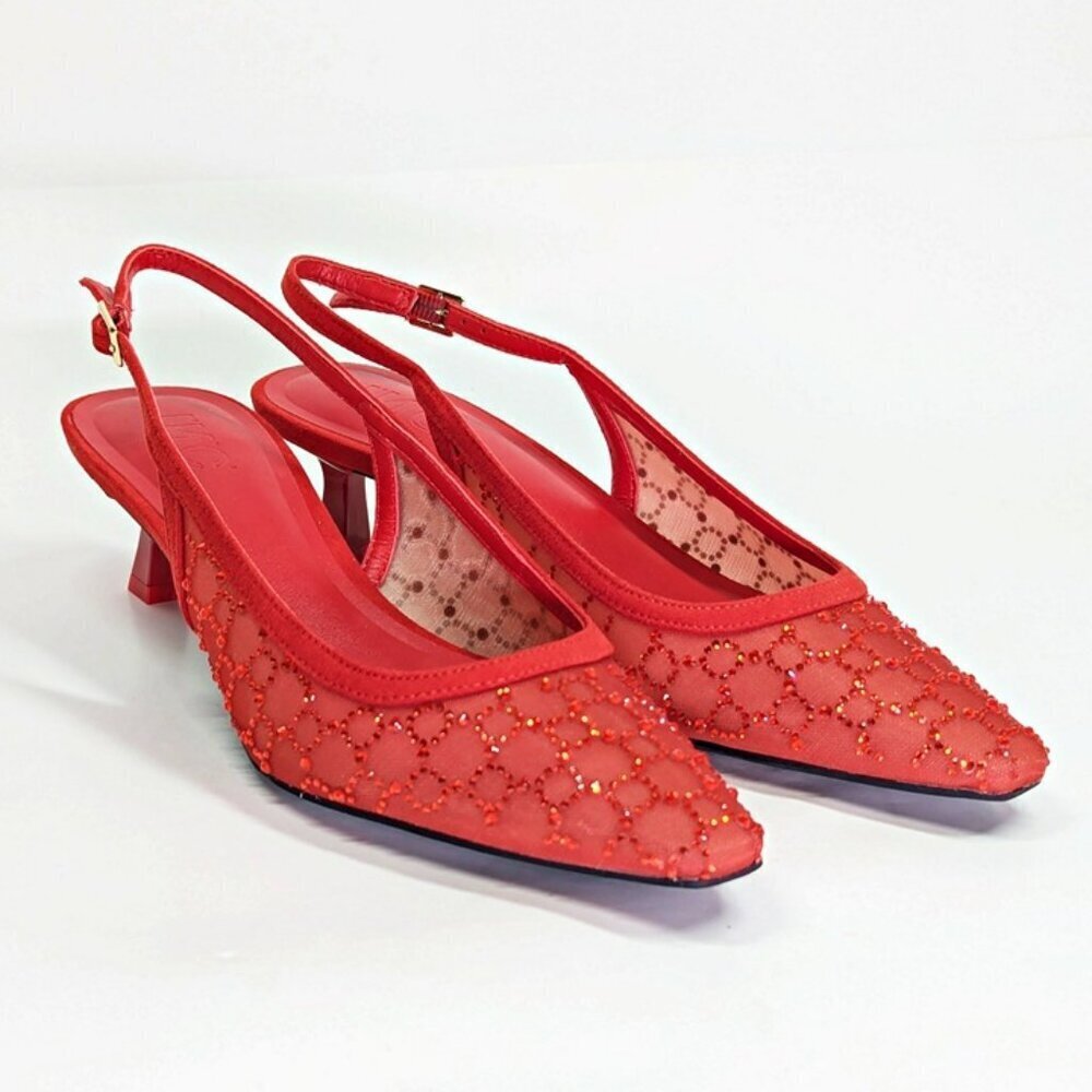 I.N.C. International Concepts Gemini Mid Heel Red Bling Mesh Size 9.5 (MSRP $80)
